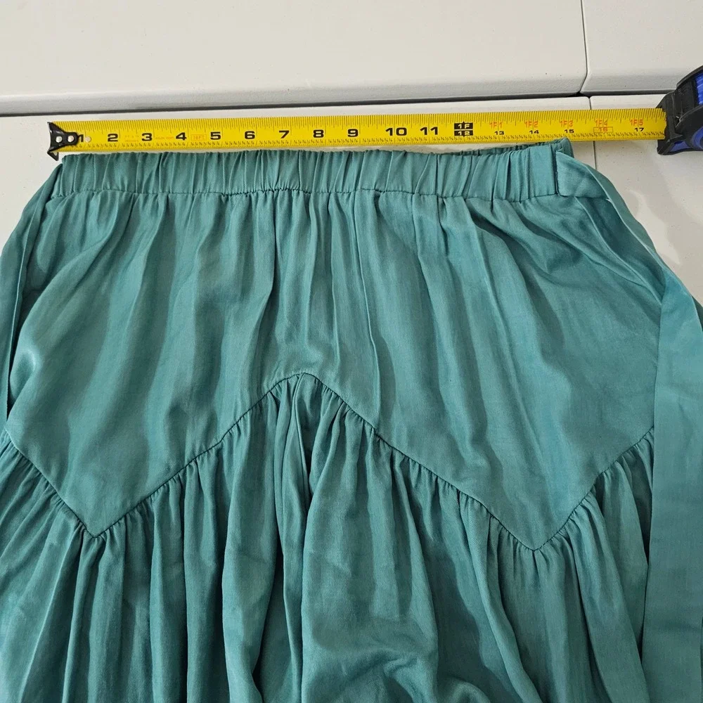 Halara Handkerchief Hem Mini Skirt Large Teal Green Fairycore Ruffle Tie Waist
